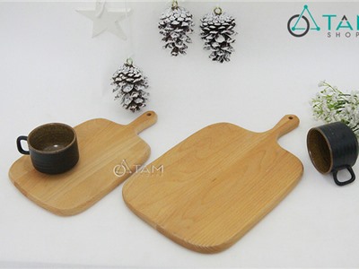 Thớt gỗ sồi đựng đồ ăn trang trí chụp ảnh số 12